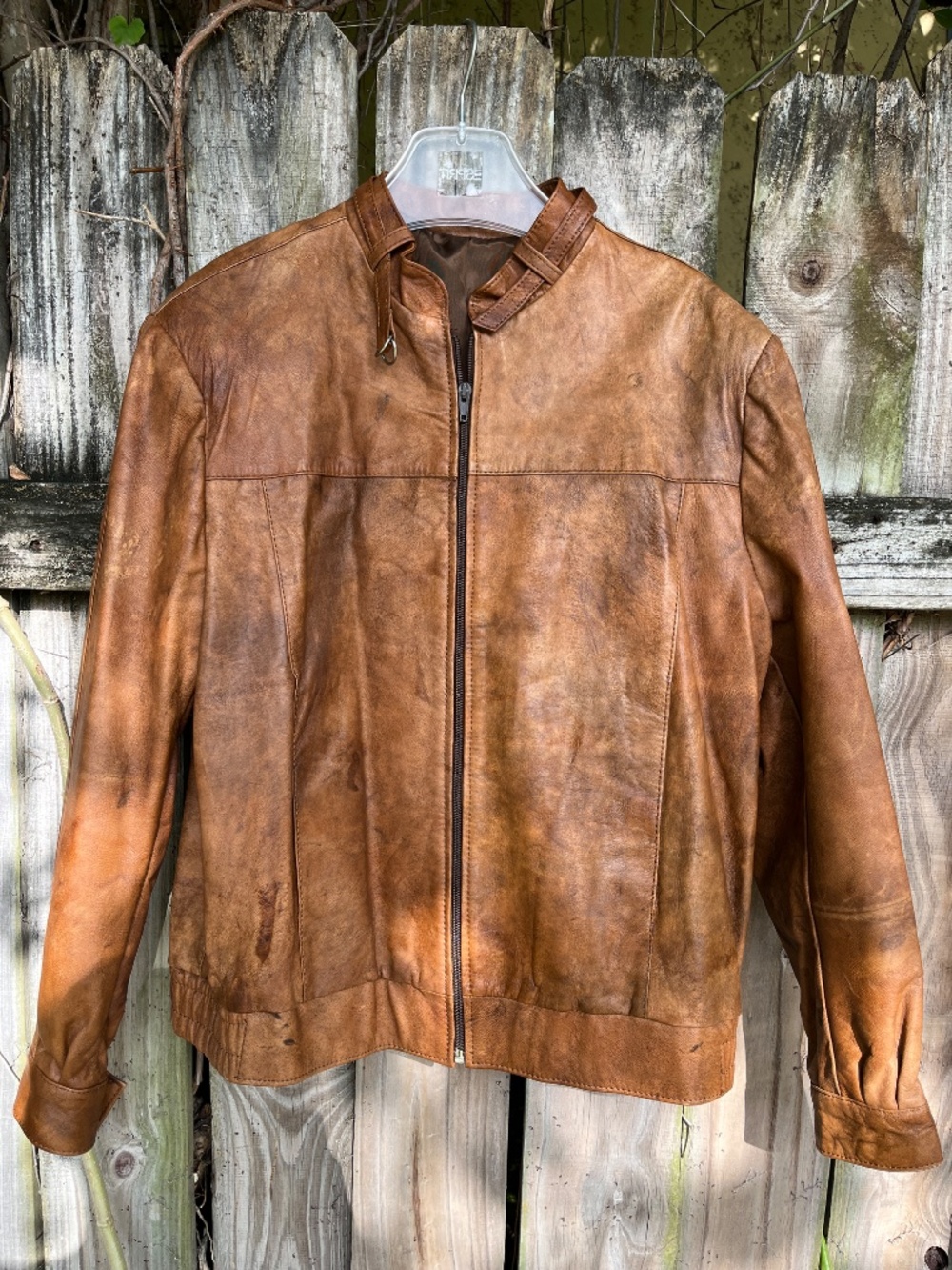 Vintage 1980s Members Only Style Distresed Leather Jacket Size M